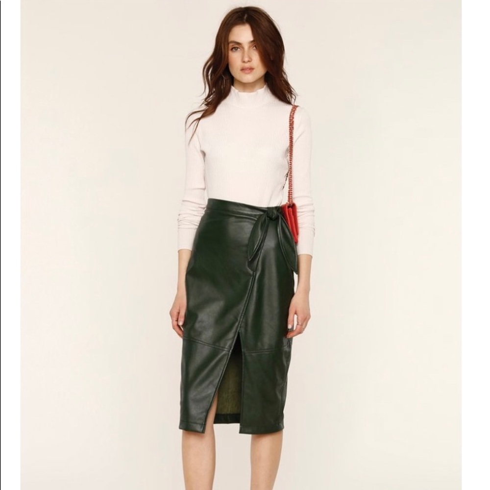 Heartloom Lynda Skirt Vegan Leather Dk Grn XS